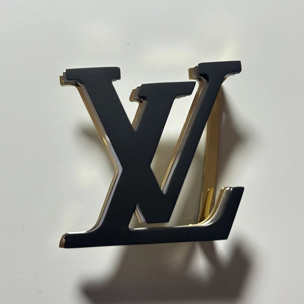 Louis Vuitton LV Initials Gold Trio Belt Buckle ONLY Reversible Black 40mm